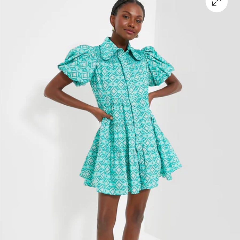 Hyacinth House Mint Green Geo Floral Graham Mini Dress